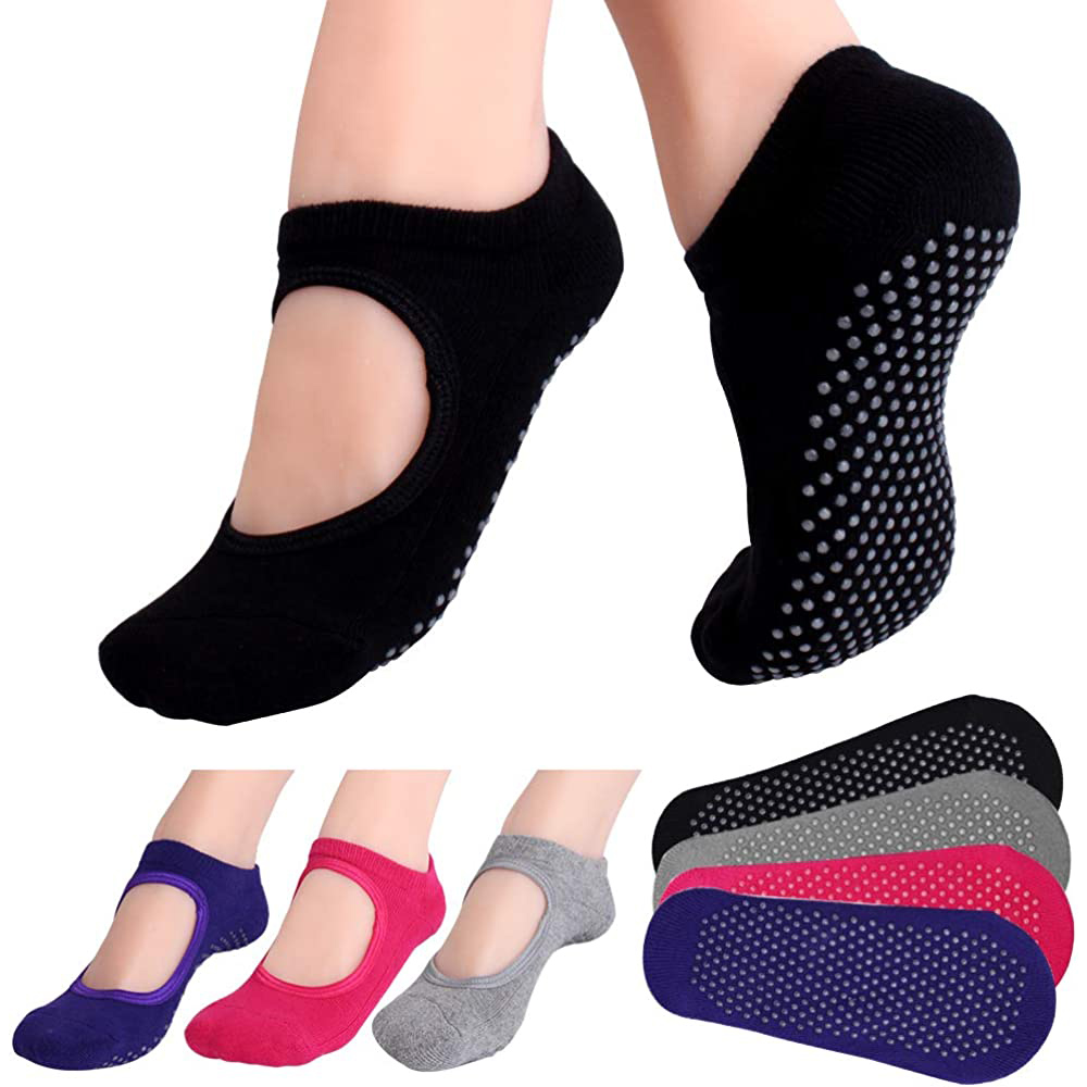 Yoga Fitness Dance - Calcetines antideslizantes con espalda descubierta para