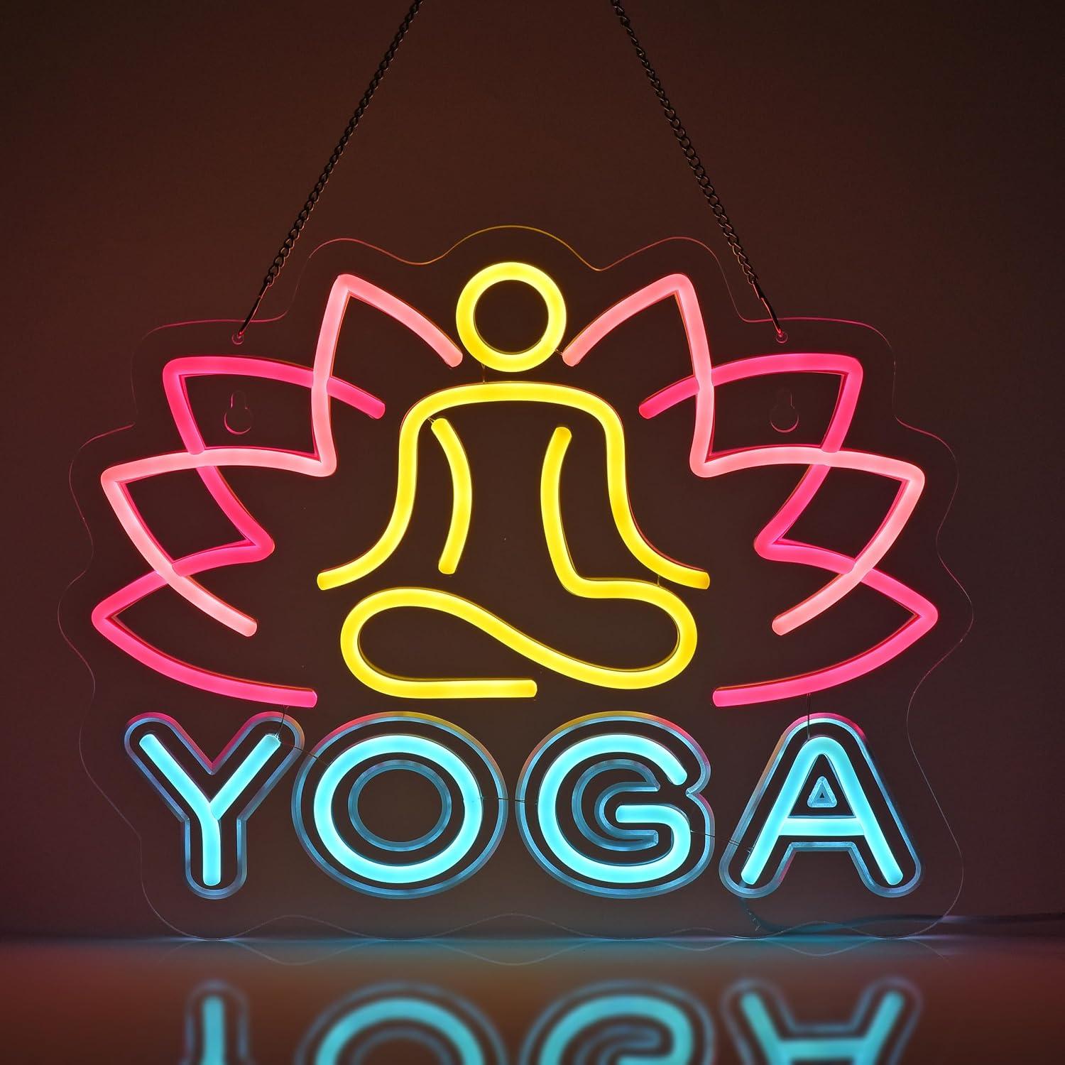Yoga Fitness Rooms - Letrero de neón de yoga, luz