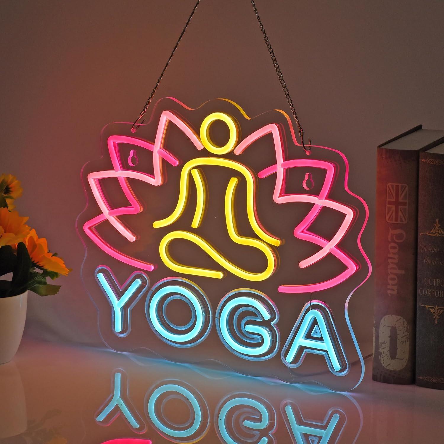 Letrero de neón de yoga, luz L - Yoga Fitness Rooms reseña y precio