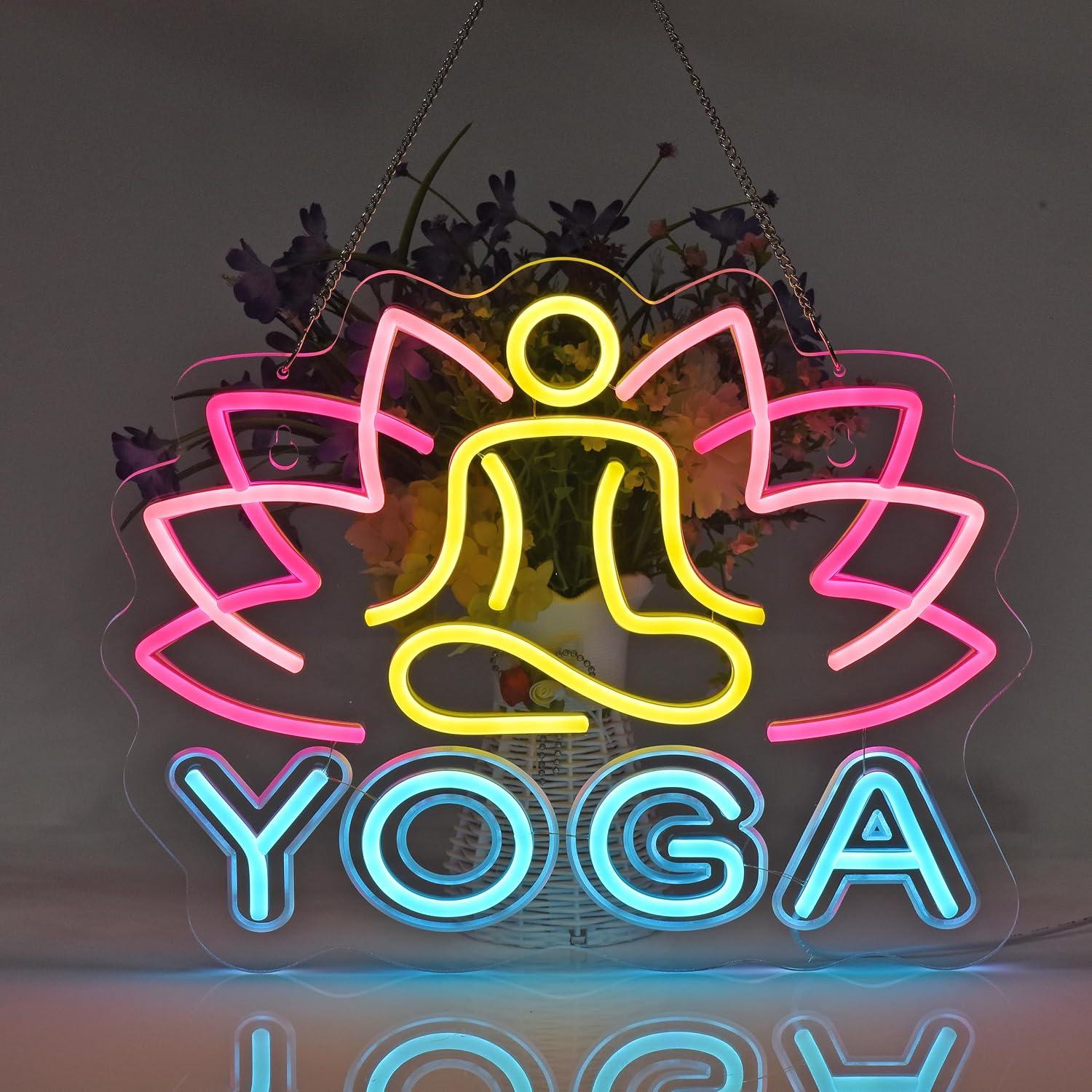Letrero de neón de yoga, luz L - Yoga Fitness Rooms reseña y precio